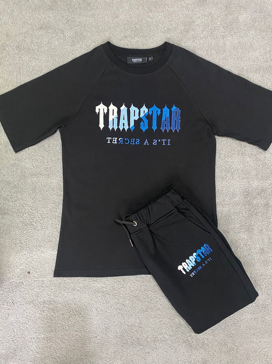Trapstar Blue/White Short Set Black - Icy Clothes Ro